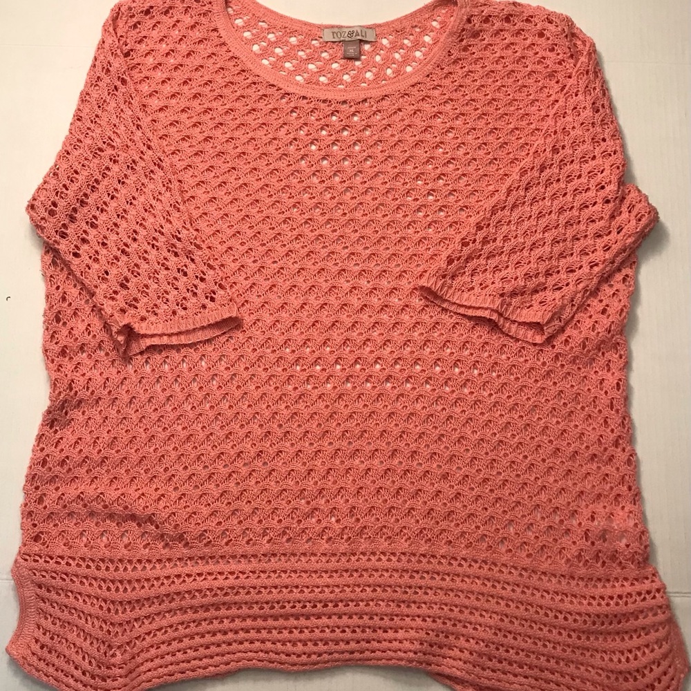 Roz & Ali Open Knit Sweater